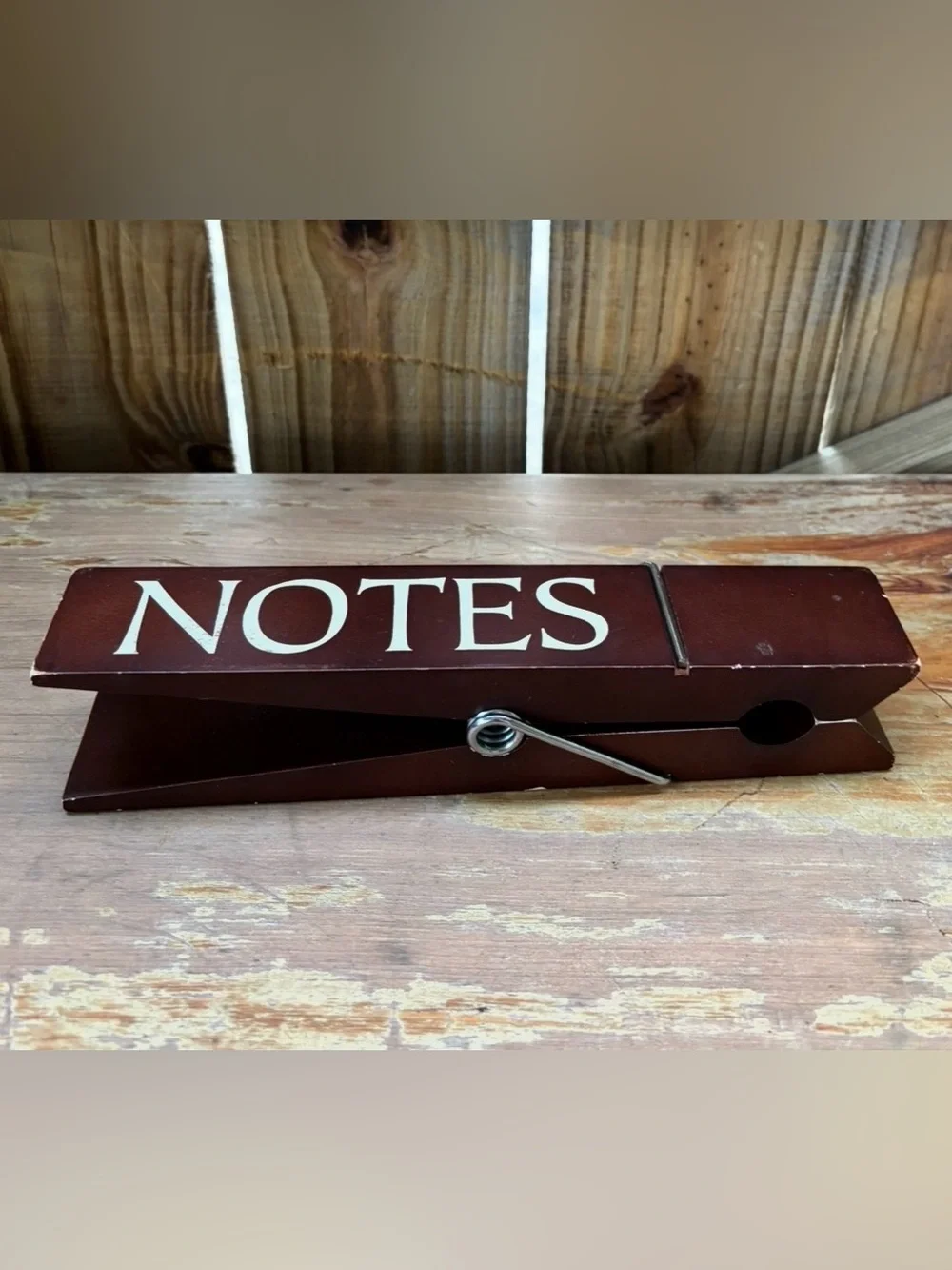 Jumbo Wood “Notes” Clothespin Style Desk Paper Clip Size 10”L